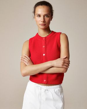 J.Crew Cropped Button-Up Sweater Shell - Red