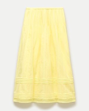 J.Crew Petite Embroidered Midi Slip Skirt - Yellow