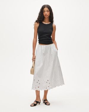 J.Crew Tall Embroidered Pull-On Midi Skirt - White