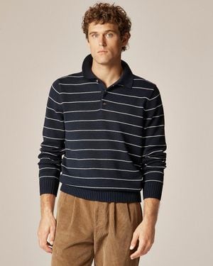 J.Crew Heritage Cotton Long-Sleeve Sweater-Polo - Blue