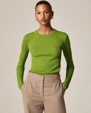 J.Crew Layered Pointelle Sweater-Tee - Green