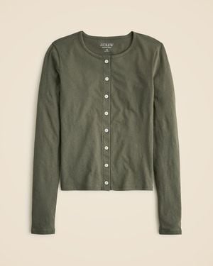 J.Crew Feather Jersey Crewneck Cardigan - Green