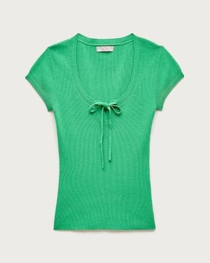 J.Crew Tie-Front Short-Sleeve Sweater - Green