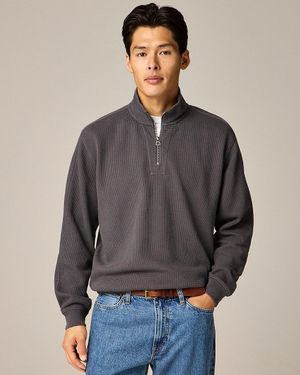 J.Crew Brushed Waffle-Knit Half-Zip Pullover - Gray