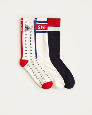 J.Crew U.S. Ski & Snowboard By Cotton Socks Three-Pack - Red
