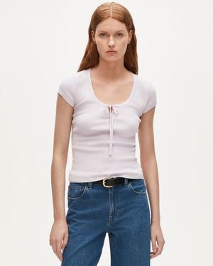 J.Crew Tie-Front Short-Sleeve Sweater - White