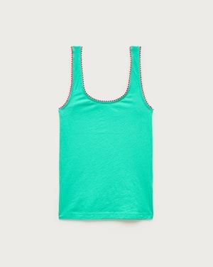 J.Crew Feather Jersey Tank Top With Contrast Trim - Green
