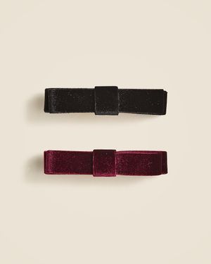 J.Crew Small Velvet Bow Hair Clips Set-Of-Two - Black