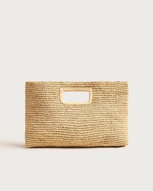 J.Crew Handknotted Raffia Rectangular Clutch - Natural