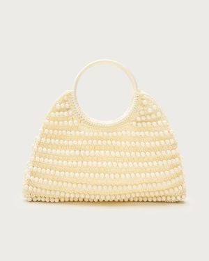 J.Crew Handcrocheted Top-Handle Bag With Beads - Natural