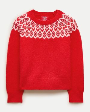 J.Crew American Girl X Fair Isle Hearts Sweater For Girls - Red