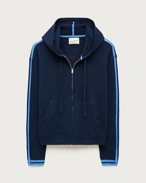 J.Crew Cashmere Full-Zip Hoodie With Tipping - Blue