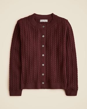 J.Crew Cable-Knit Crewneck Cardigan - Purple