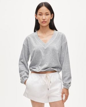 J.Crew Towel Terry V-Neck Sweatshirt - Gray