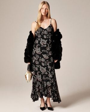 J.Crew Flounce-Hem Slip Dress - Black