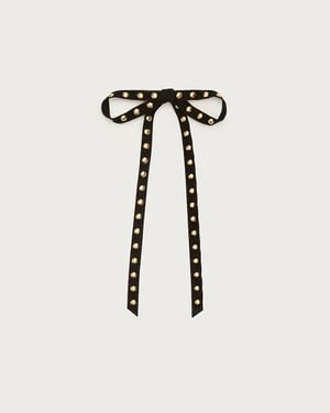 J.Crew Studded Leather Hair Bow - Black