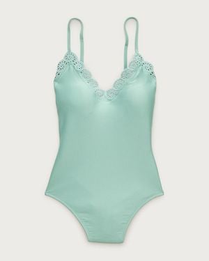 J.Crew Long-Torso Eyelet Lana One-Piece - Green