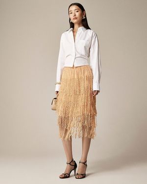 J.Crew Collection Sequin Fringe Skirt - Natural