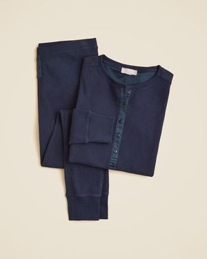 J.Crew Waffle-Knit Pajama Set - Blue