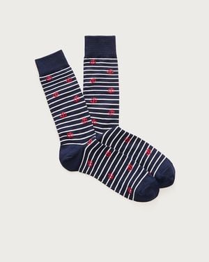 J.Crew Striped Anchor Critter Socks - Blue