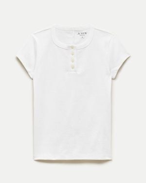J.Crew Perfect-Fit Short-Sleeve Henley - White