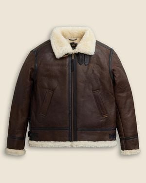 J.Crew Alpha Industries B-3 Shearling-Lined Leather Bomber Jacket - Black