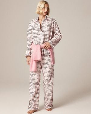 J.Crew Cotton Poplin Long-Sleeve Pajama Pant Set - Natural