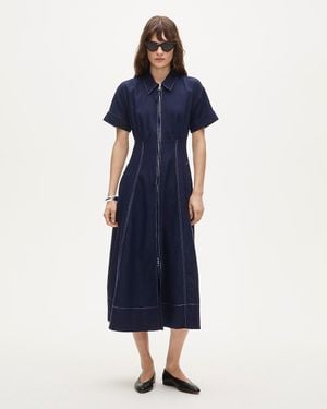 J.Crew Petite Zip-Up Shirt-Dress - Blue