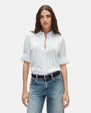 J.Crew Lace-Trim Button-Up Top - White