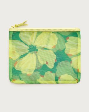 J.Crew Large Printed Mesh Pouch - Green