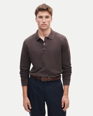 J.Crew Long-Sleeve Washed Piqué Polo Shirt - Gray
