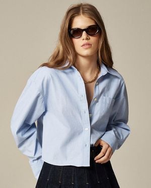 J.Crew Étienne Cropped Button-Up Shirt - Blue