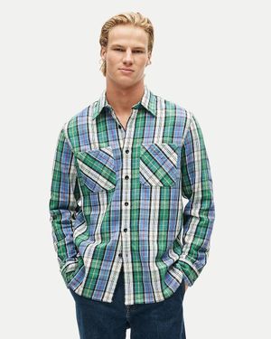 J.Crew Wallace & Barnes Flannel Workshirt - Blue