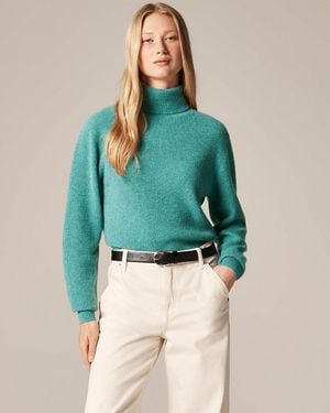 J.Crew Ribbed Cashmere Turtleneck Sweater - Green