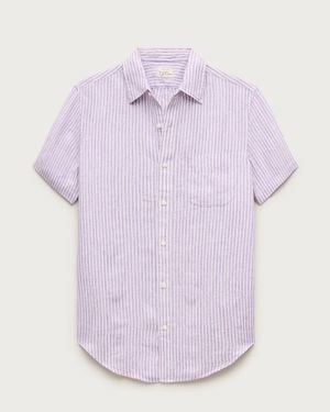 J.Crew Short-Sleeve Point-Collar Linen Shirt - Purple