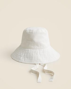 J.Crew Linen Bucket Hat With Ties - Natural