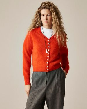 J.Crew Brushed Cashmere Relaxed-Fit Reversible Cardigan - Red