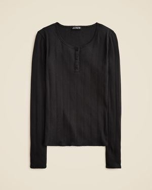 J.Crew Pointelle Long-Sleeve Henley T-Shirt - Black