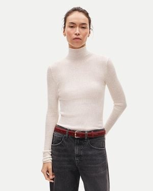 J.Crew Ribbed Merino Wool Turtleneck Sweater - White