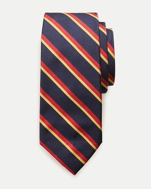 J.Crew English Silk Striped Tie - Blue