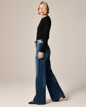 J.Crew Petite Denim Trouser Jean With Velvet Stripe - Blue