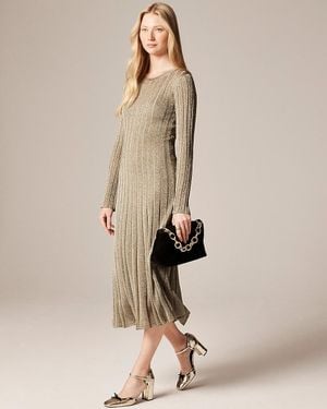J.Crew Rib-Knit Flare Midi Dress With Lurex Metallic Threads - Natural