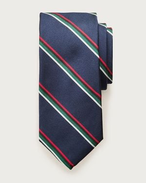 J.Crew English Silk Striped Tie - Blue