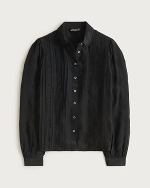J.Crew Lace-Trim Button-Up Shirt With Club Collar - Black