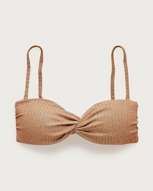 J.Crew Sparkle Rib Twist Bandeau Bikini Top - Natural
