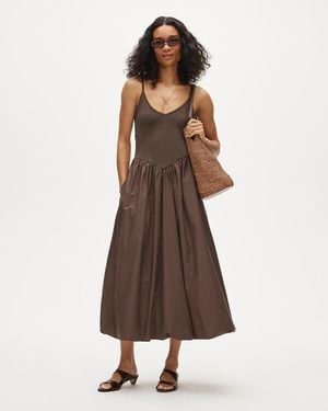 J.Crew Basque-Waist Mixy Dress - Brown
