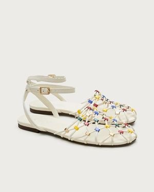 J.Crew Audrey Embellished Cage-Toe Sandals - Natural