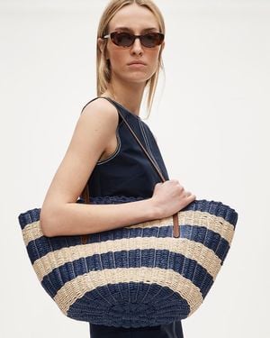 J.Crew Como Woven Straw Tote - Blue