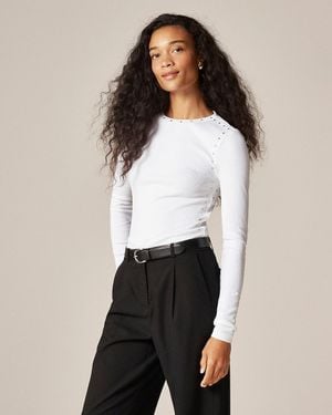 J.Crew Perfect Rib Long-Sleeve T-Shirt With Studs - White