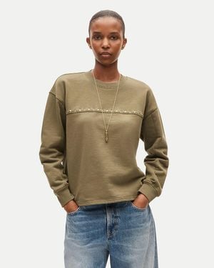 J.Crew Embellished Vintage Fleece Crewneck Sweatshirt - Natural